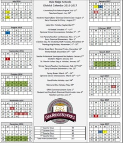 school calendar oak ridge calendars schools ortn edu